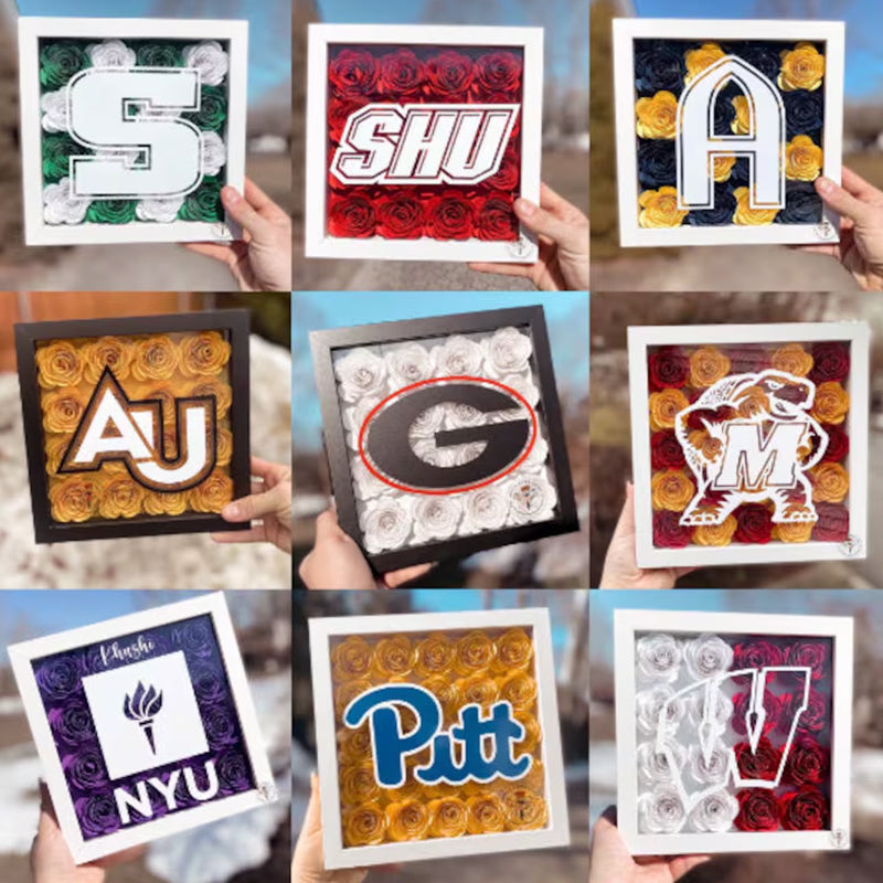 Flower Shadow Box - College Logo Graduation Gifts
