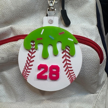 Personalized Baseball Bag Tag, Ice Cream Drip Bag Tag
