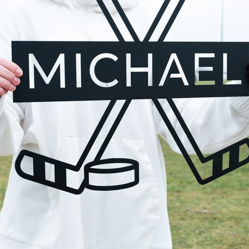Personalized Hockey Name Sign, Metal Wall Art