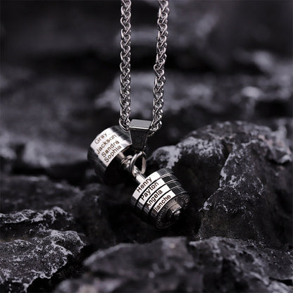 Personalized Bodybuilder Necklace Dumbbell Pendant Father's Day Gift