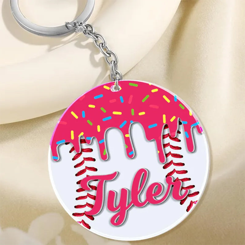 Personalized Baseball Lovers Gifts, Custom The Drip Baseball Keychain