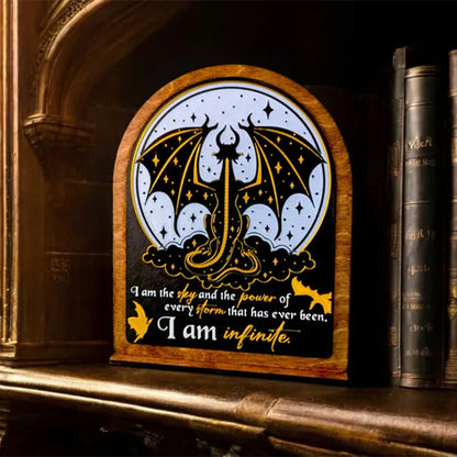 I am Infinite Fourth Wing Bookshelf Sign Wooden Shelf