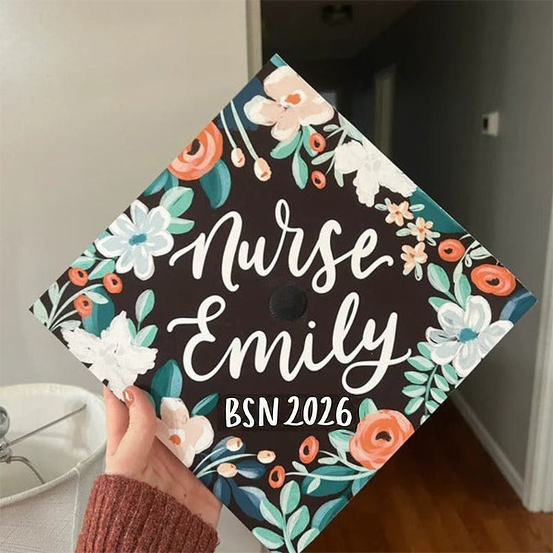 Custom Graduation Cap, Cierra Floral Printed Graduation Cap Topper, Senior Gift, Senior Graduation