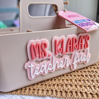 Personalised Teacher Fuel Caddy, Custom Desk Organiser