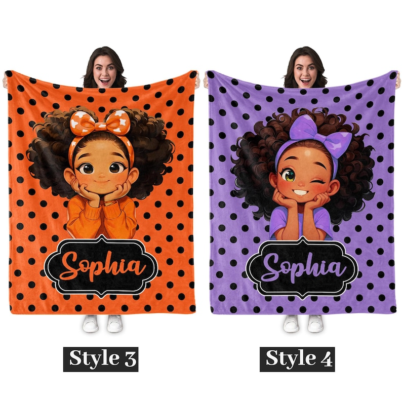 Personalized Afro Girl Fleece Blanket