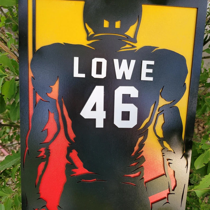 Personalized Football Player Silhouette Plaque Custom Team Graduation Gift