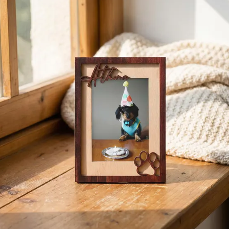 Custom Pet Memorial Frame, Personalized Wooden Picture Frame for Dog, Pet Loss Gift