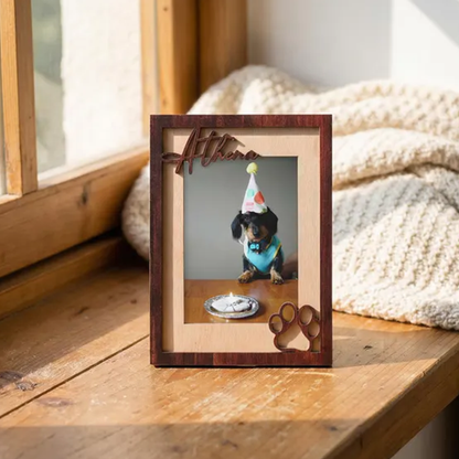 Custom Pet Memorial Frame, Personalized Wooden Picture Frame for Dog, Pet Loss Gift