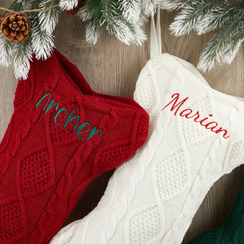 Personalized Dog Bone Christmas Stockings with Name