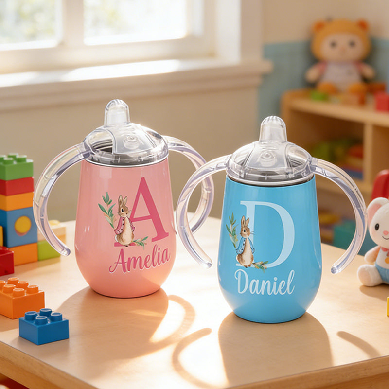 Personalized Easter Bunny 10 oz Insulated Sippy Cup with Name