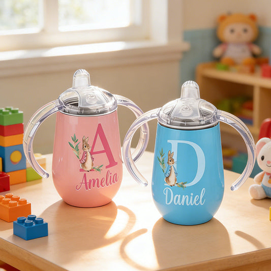 Personalized Easter Bunny 10 oz Insulated Sippy Cup with Name