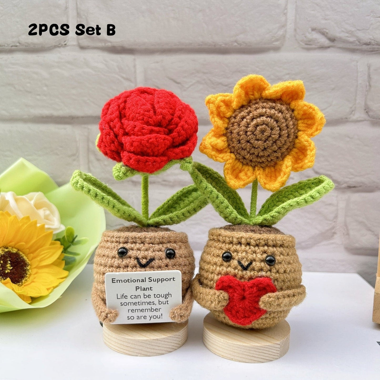 Adorable Emotional Support Gift Set-Handmade Crochet Flowers