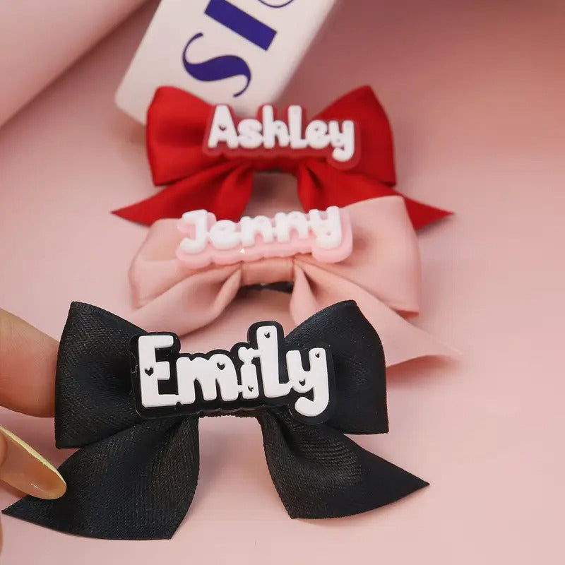 Custom Acrylic Name Bow Hair Clip