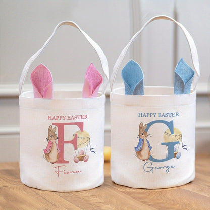 Personalized Easter Bunny Gift Bag with Custom Name Initials