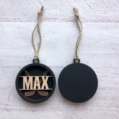 Personalized Hockey Puck Christmas Ornament