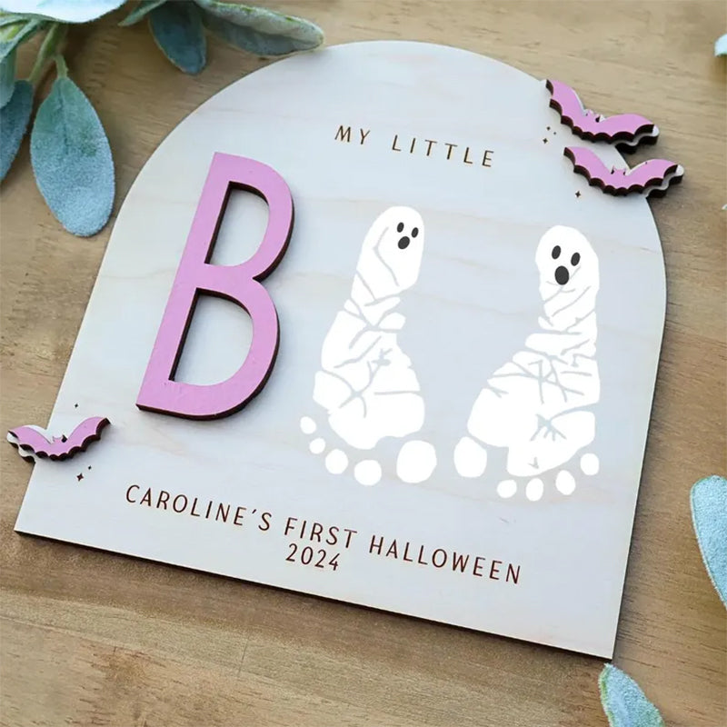 DIY Footprint Art, Baby's First Halloween, My Little Boo Sign