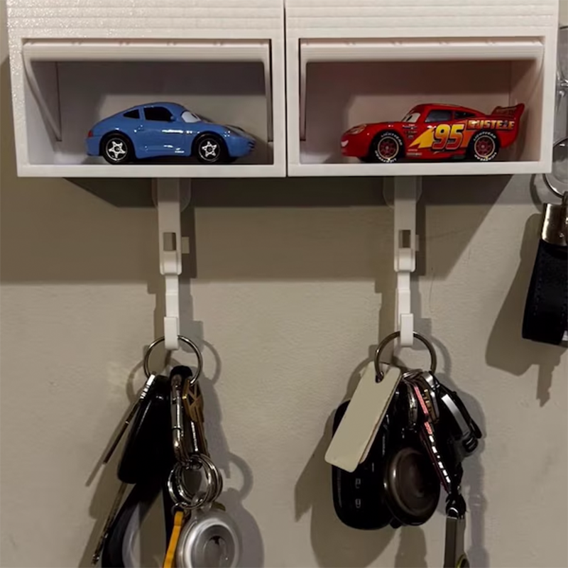 Mini Garage Key Holder: Toy Car Display with Hidden Compartment