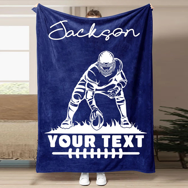 Football Customized Name and Number Blanket