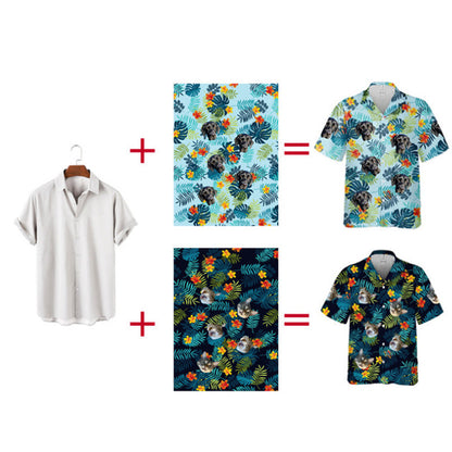 Personalized Photo Hawaiian Shirt Custom Dog Cat Face Holiday Tropical Pattern Shir
