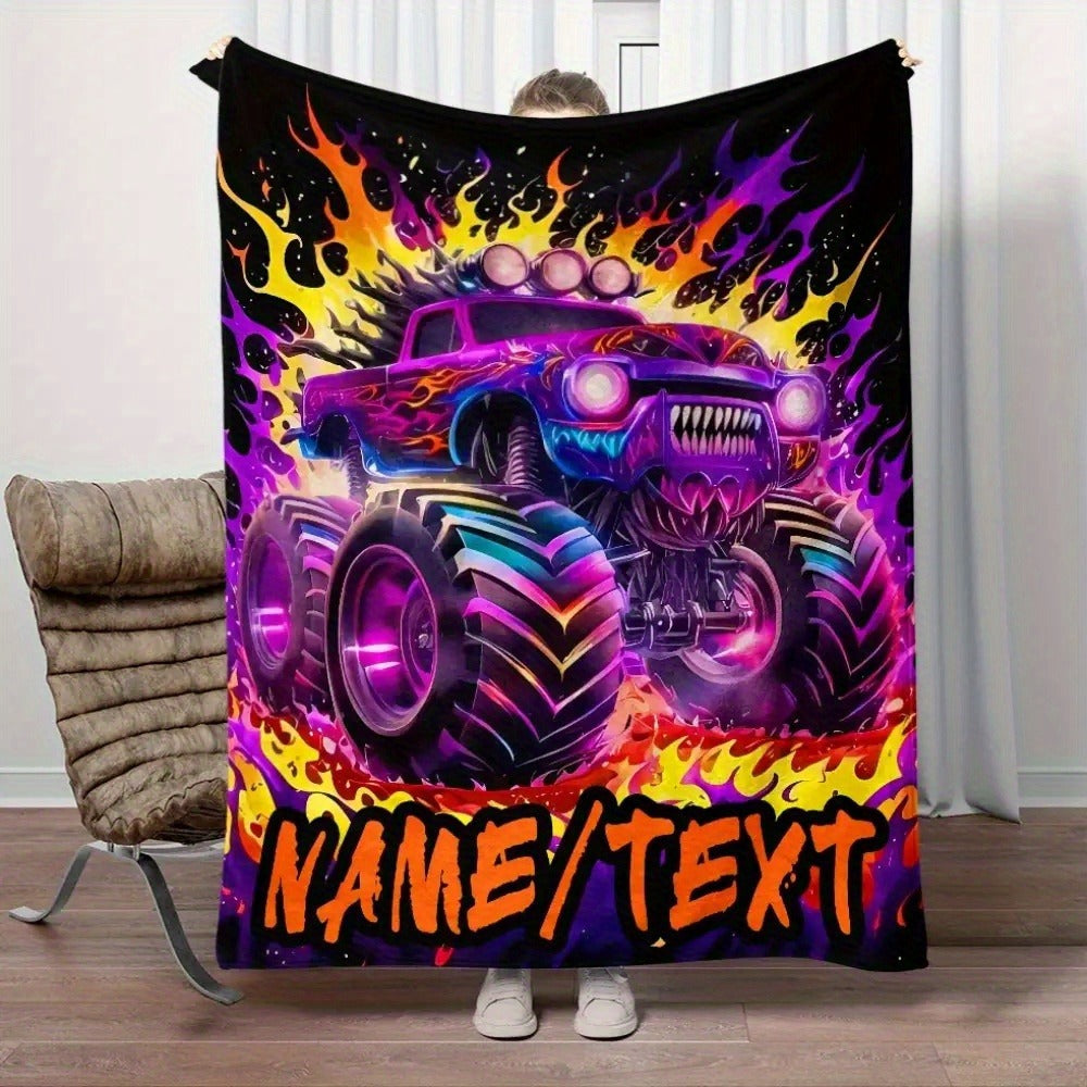Custom Name Monster Truck Blanket