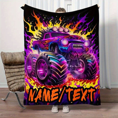 Custom Name Monster Truck Blanket