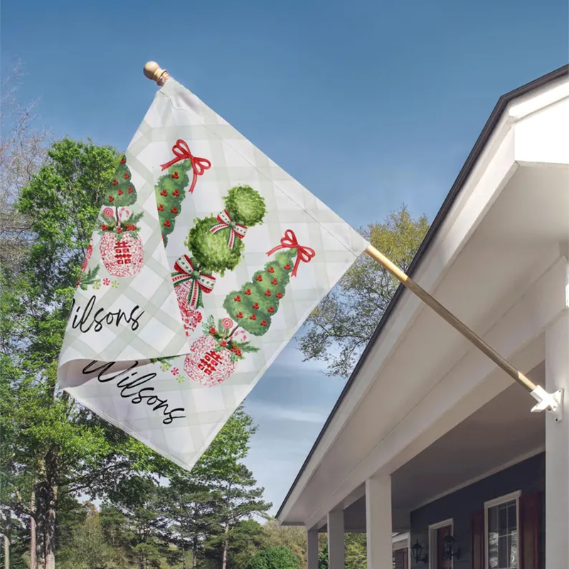 Custom Christmas China Topiaries Welcome Home Sign Display Garden Flag Family Gift