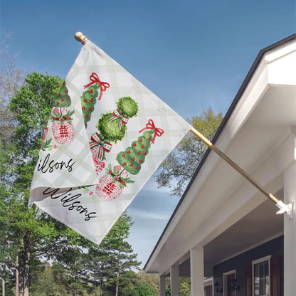 Custom Christmas China Topiaries Welcome Home Sign Display Garden Flag Family Gift