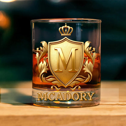 Cheers with Legendary Man - Personalized Golden 3D Badge Personalized Wood Whiskey Dispenser