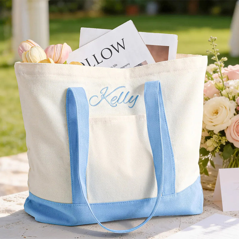 Custom Tote Bag, Bridesmaid Gift, Embroidered Canvas Tote Bag, Beach Bag, Bachelorette Gifts