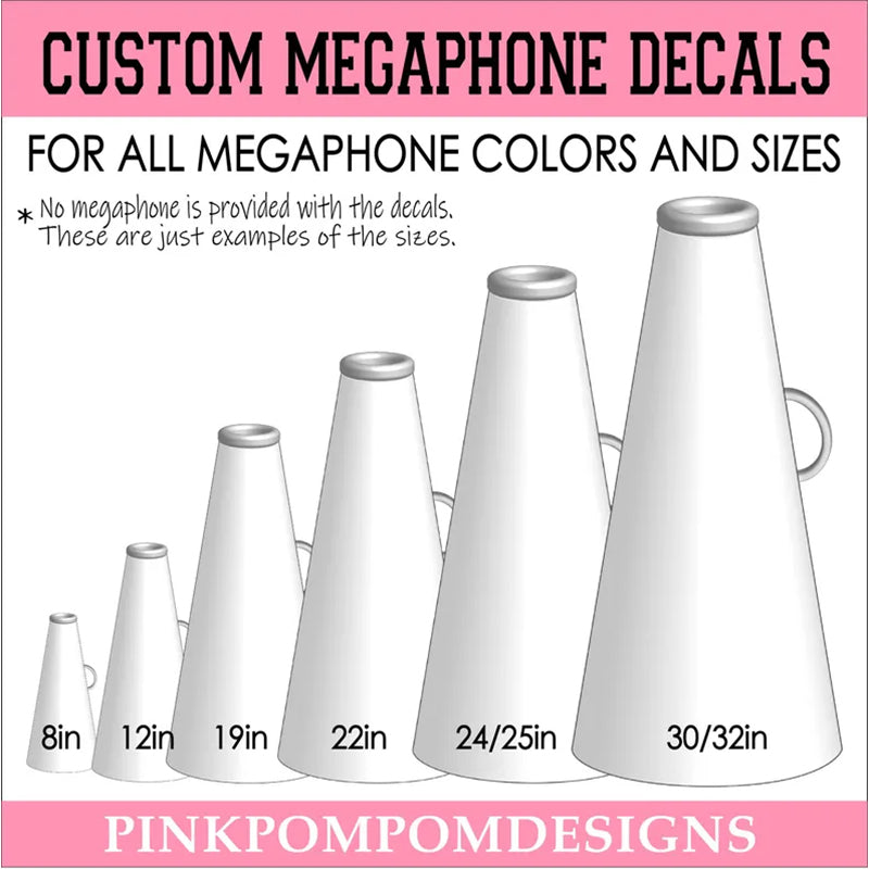 Custom order - FREE SHIPPING - custom decals for cheer megaphones