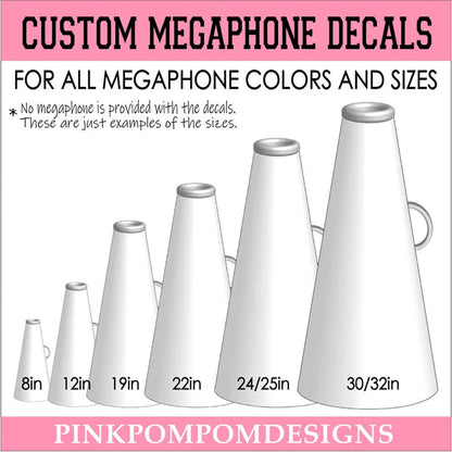 Custom order - FREE SHIPPING - custom decals for cheer megaphones