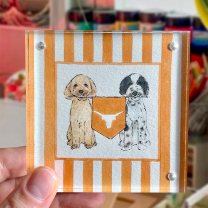 Custom Hand Painted Collegiate Pet Portrait | 4x4 Acylic Award
