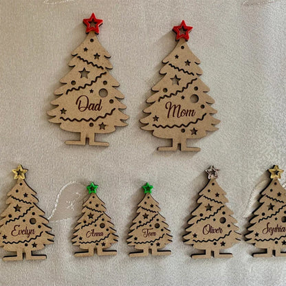 Personalized Family Christmas Trees, Mom Dad and Kids