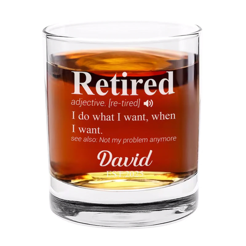 Personalized Retirement Definition Whiskey Glass