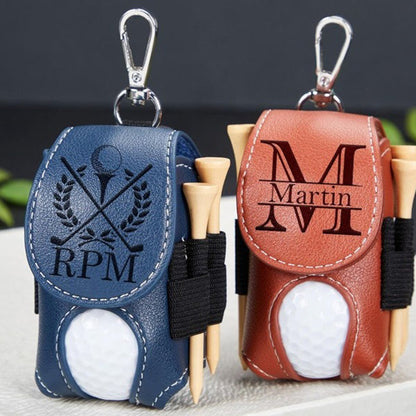 Leather Personalized Golf Ball Bag-Golf Ball And Tees Holder-Golf Holder-Accessories