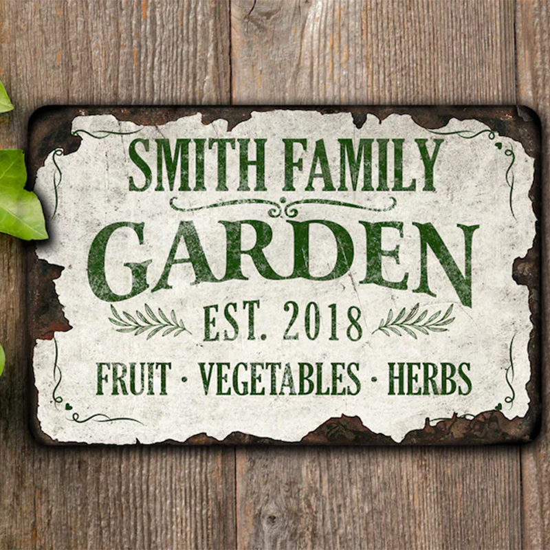 Custom Metal Garden Sign: Rustic Personalized Outdoor Decor