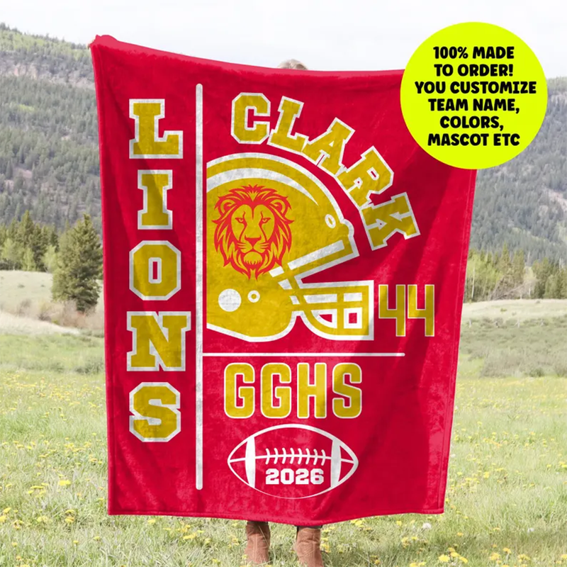 Football Blanket for High School Player, Senior Night Gift Idea for Team