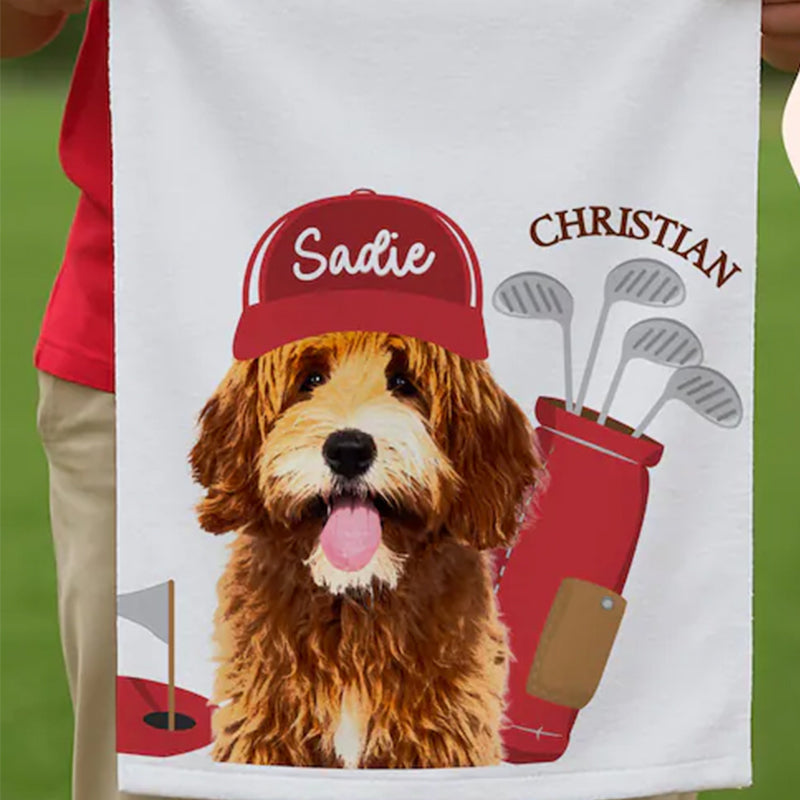 Custom Pet Golf Towel with Pet Photo, Personalized Dog Towels