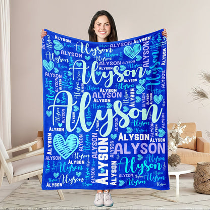 Custom Name Blanket for Boys & Girls - Soft Flannel Personalized Throw