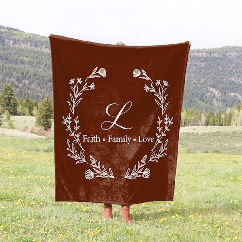 Custom Family Name Blanket, Last Name Initials Blanket