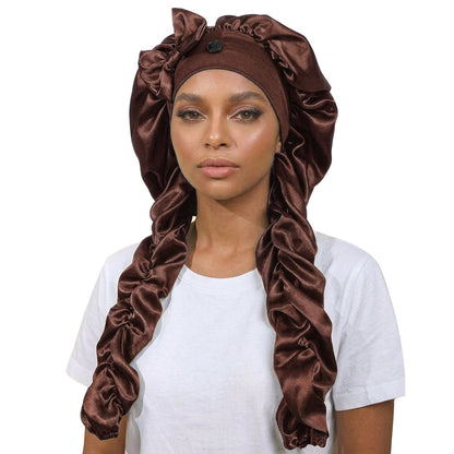 Personalized Satin Bonnet with Long Ties | Custom Name Silk Sleep Cap