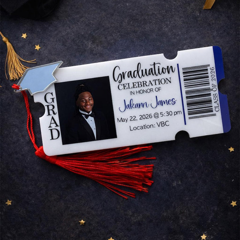 Graduation Ticket Invitation with Photo and Tassel