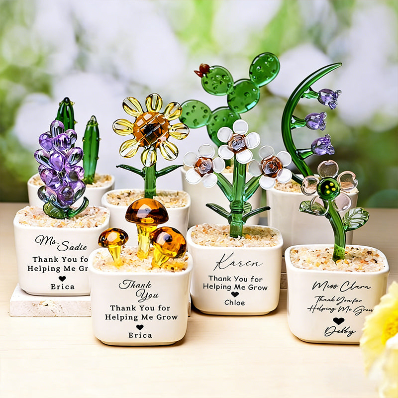 Stained Glass Succulent Cactus, Custom Potted Plant Figurine, Teacher Appreciation Gift