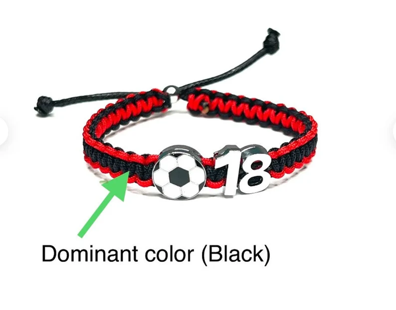 Customized sports team bracelet, adjustable cord