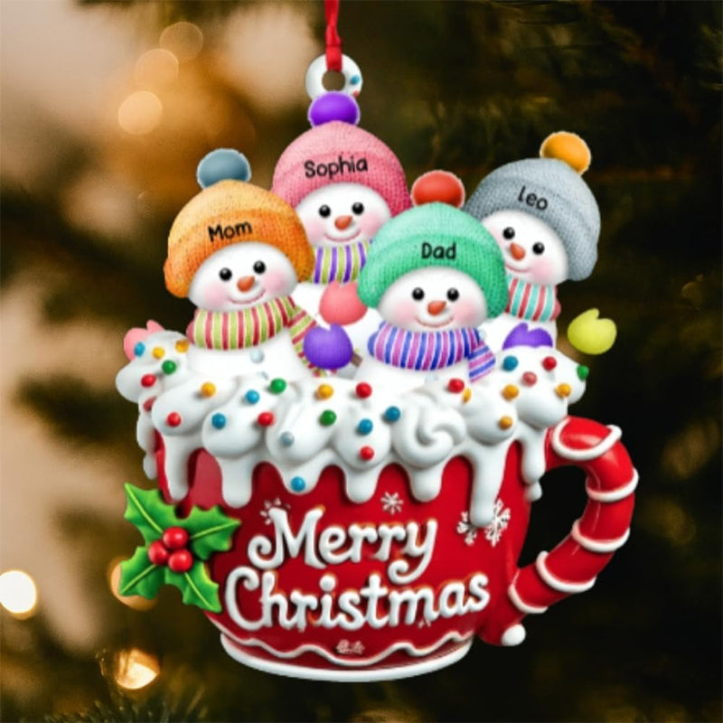 Personalized Snowman Family Ornament, Custom Family Christmas Ornament