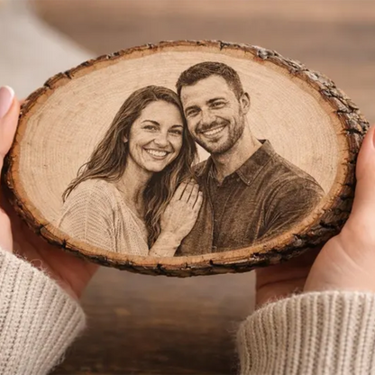 Custom Engraved Wood Photo Portrait, Laser Etched Basswood Keepsake