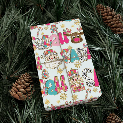 Personalized Wrapping Paper Pink Christmas Gift Wrap with Name Custom