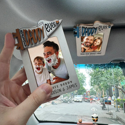 Custom Photo Car Visor Clip, Best Dad Ever Personalized Picture Frame
