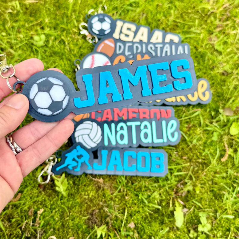 Softball Baseball Volleyball Football Dance Wrestling Track Soccer Cheerleading Personalized 3D Bag Tag Keychain