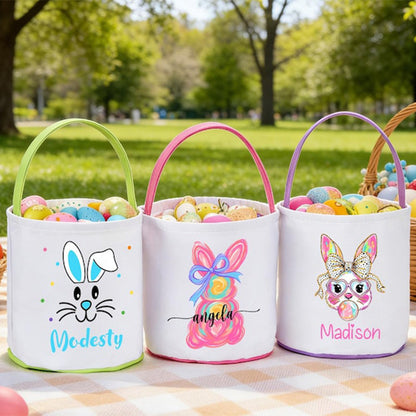 Personalized Easter Basket With Name,Custom Easter Egg Hunt Gift For Kids
